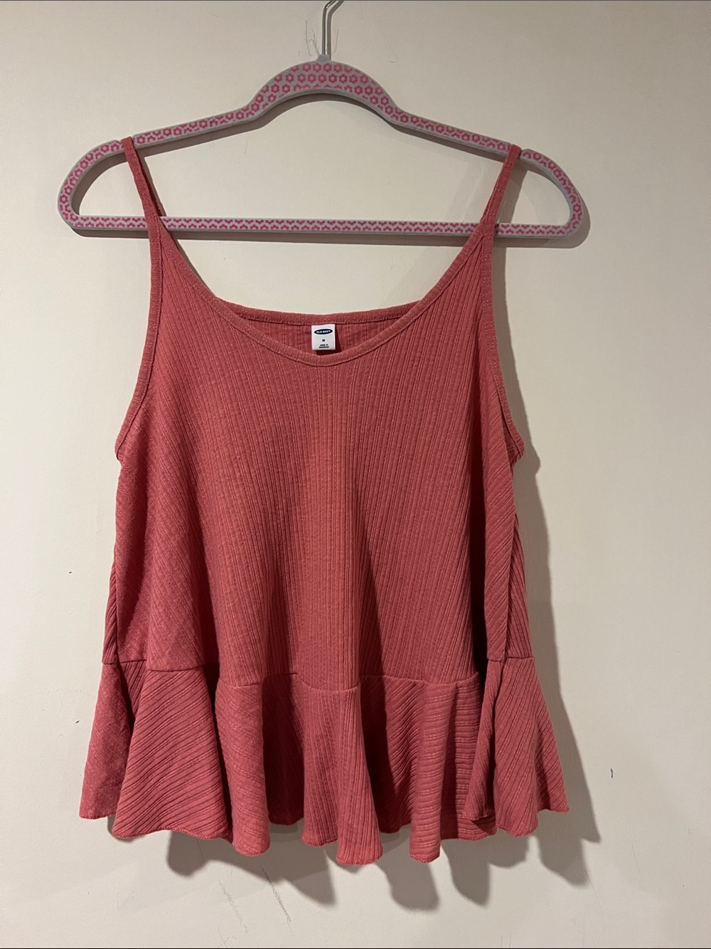 Old Navy Rose Pink Ribbed Peplum Camisole